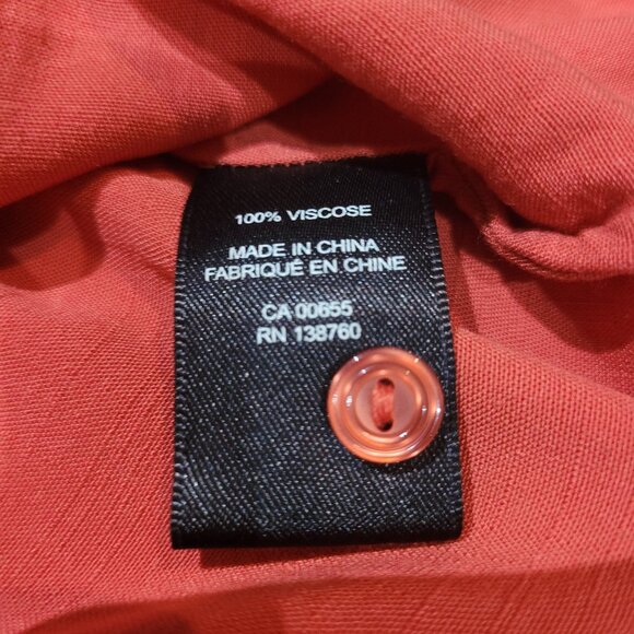 RW&Co V-Neck Button Down Blouse with Gathered Sleeves Size Small Coral - Picture 6 of 12